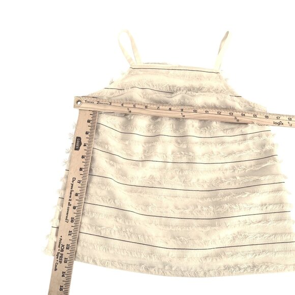 Anthropologie Maeve Ivory Textured Fringe Striped Sleeveless Top Size 0/XS - Picture 8 of 8